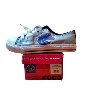 Boise State Bronco Women 10 Silver  Glitter Metallic Low Top Canvas Tennis Shoes